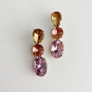 J. Crew Pear-Shaped Triple Stone Drop Earrings (Yellow, Pink, Purple)